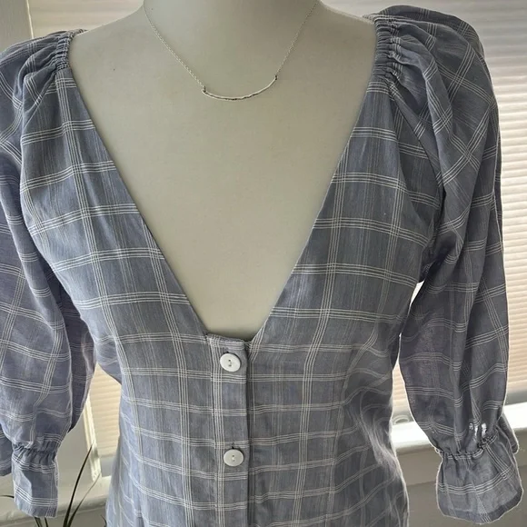 Lovers + Friends Priscilla Blue Plaid Mini Dress size Medium - Picture 4 of 10